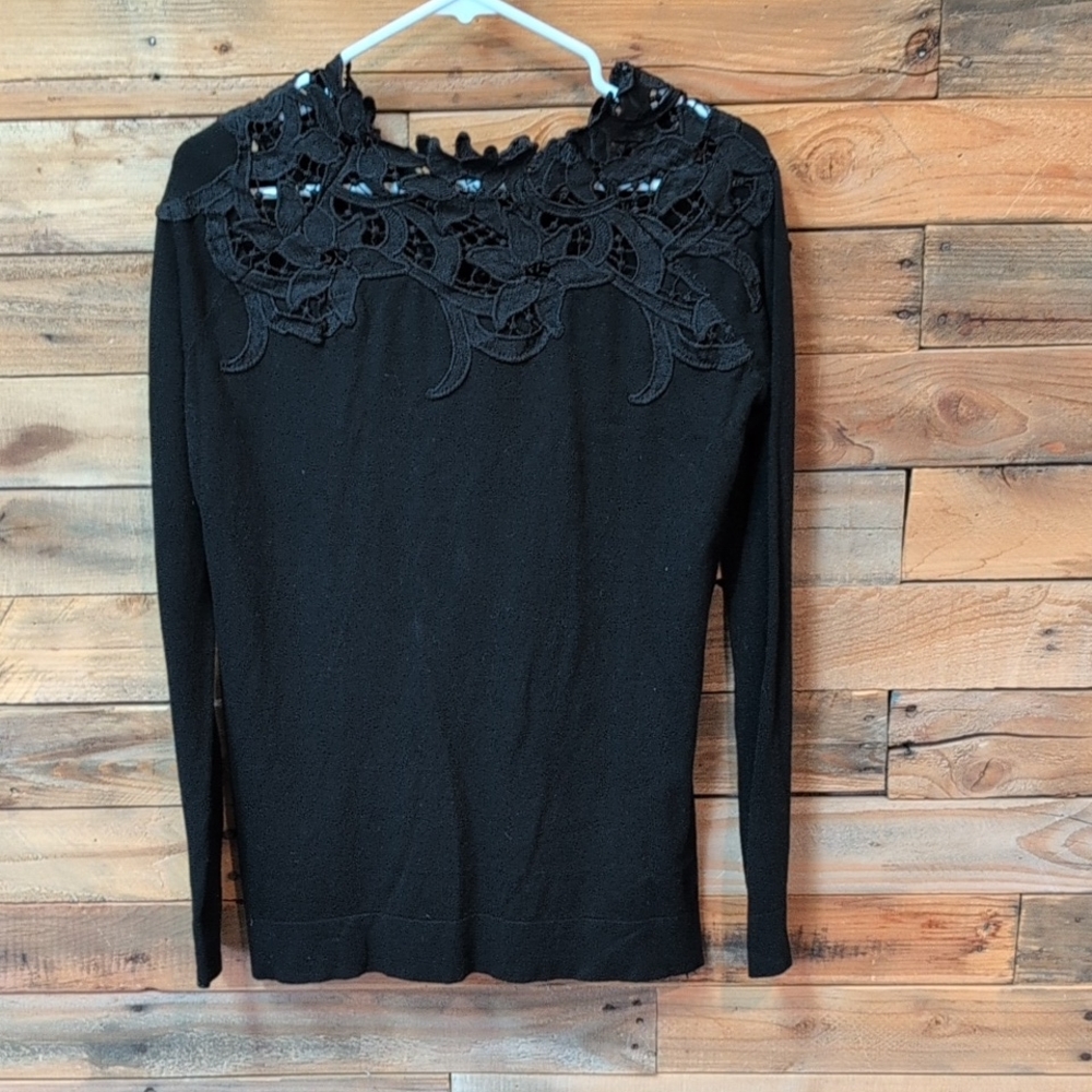 Chic Black Lace Top by Akaiv Cute Cheap Size M